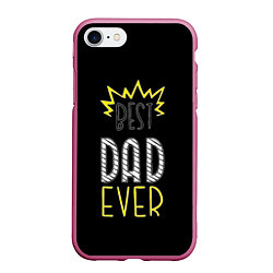 Чехол iPhone 7/8 матовый Best Dad Ever, цвет: 3D-малиновый