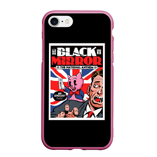Чехол iPhone 7/8 матовый Black Mirror: Pig Poster / 3D-Малиновый – фото 1