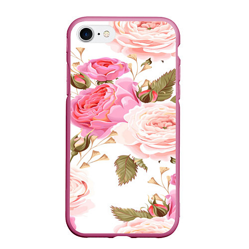 Чехол iPhone 7/8 матовый Spring Flowers / 3D-Малиновый – фото 1
