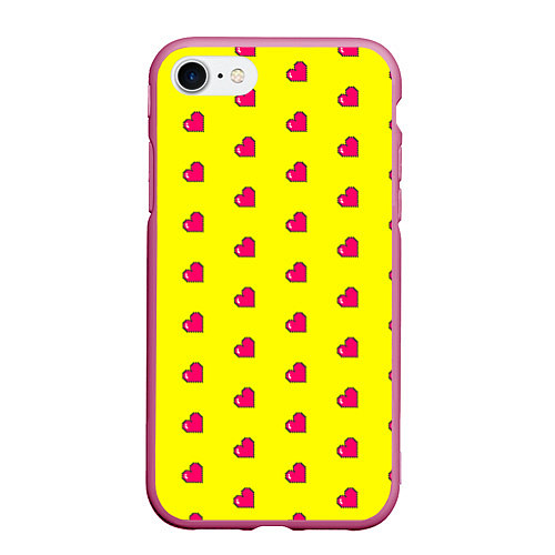 Чехол iPhone 7/8 матовый 8 bit yellow love / 3D-Малиновый – фото 1