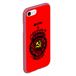 Чехол iPhone 7/8 матовый Марк: сделано в СССР, цвет: 3D-малиновый — фото 2