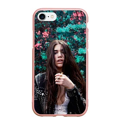 Чехол iPhone 7/8 матовый Dua Lipa: Floral, цвет: 3D-светло-розовый