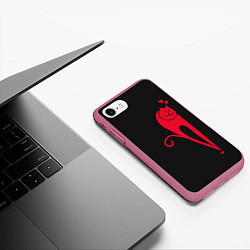 Чехол iPhone 7/8 матовый Его кошечка, цвет: 3D-малиновый — фото 2