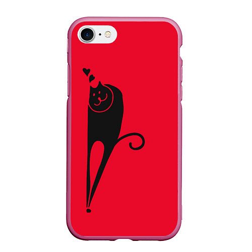 Чехол iPhone 7/8 матовый Её котик / 3D-Малиновый – фото 1