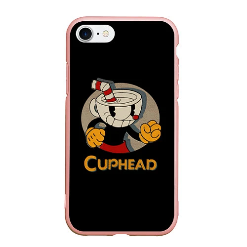 Чехол iPhone 7/8 матовый Cuphead: Mugman / 3D-Светло-розовый – фото 1