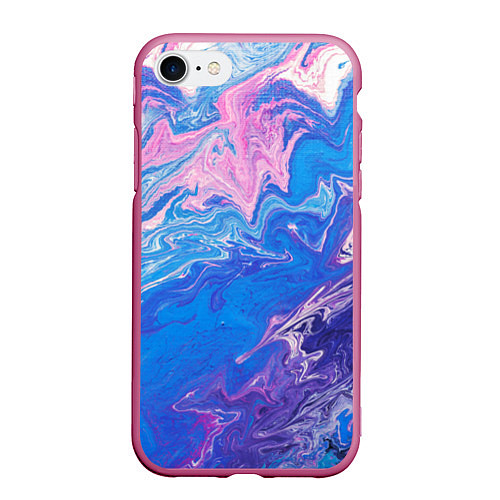 Чехол iPhone 7/8 матовый Tie-Dye Blue & Violet / 3D-Малиновый – фото 1