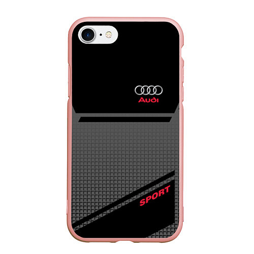 Чехол iPhone 7/8 матовый Audi: Crey & Black / 3D-Светло-розовый – фото 1
