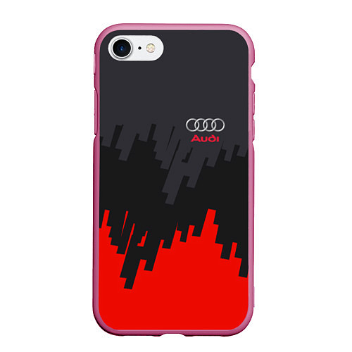 Чехол iPhone 7/8 матовый Audi: Tricolor / 3D-Малиновый – фото 1