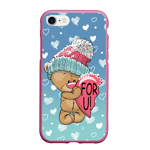 Чехол iPhone 7/8 матовый Bear for U / 3D-Малиновый – фото 1