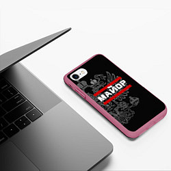 Чехол iPhone 7/8 матовый Майор: герб РФ, цвет: 3D-малиновый — фото 2