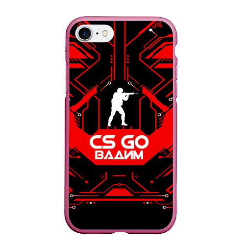 Чехол iPhone 7/8 матовый CS:GO - Вадим / 3D-Малиновый – фото 1