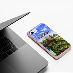 Чехол iPhone 7/8 матовый Майнкрафт: Максим, цвет: 3D-светло-розовый — фото 2