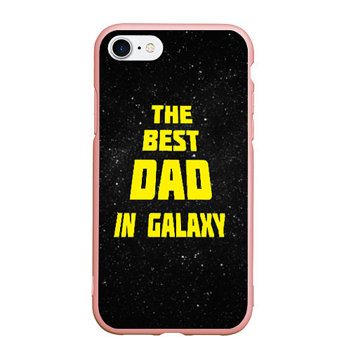 Чехол iPhone 7/8 матовый The Best Dad in Galaxy / 3D-Светло-розовый – фото 1
