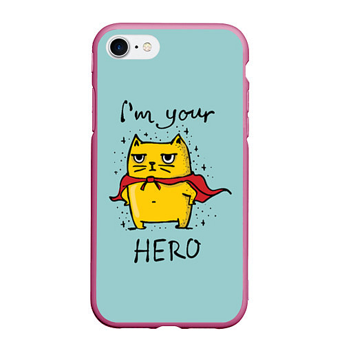 Чехол iPhone 7/8 матовый I'm your Hero / 3D-Малиновый – фото 1