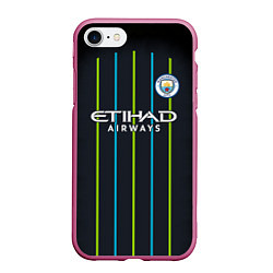 Чехол iPhone 7/8 матовый FC Manchester City: Away 18/19, цвет: 3D-малиновый