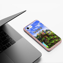 Чехол iPhone 7/8 матовый Minecraft: Даша, цвет: 3D-светло-розовый — фото 2