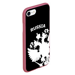 Чехол iPhone 7/8 матовый Russia: Black Edition, цвет: 3D-малиновый — фото 2