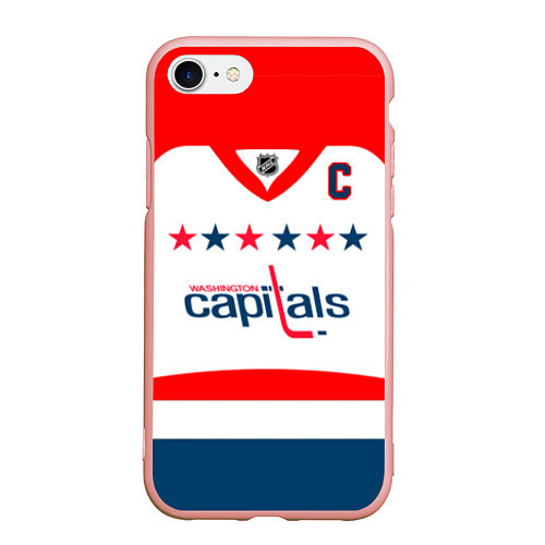 Чехол iPhone 7/8 матовый Washington Capitals: Ovechkin White / 3D-Светло-розовый – фото 1