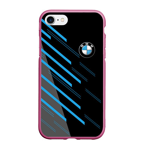 Чехол iPhone 7/8 матовый BMW SPORT / 3D-Малиновый – фото 1