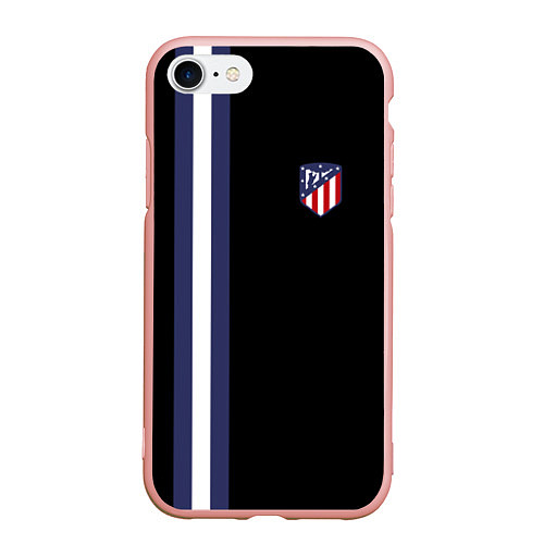 Чехол iPhone 7/8 матовый FC Atletico Madrid: Blue Line / 3D-Светло-розовый – фото 1