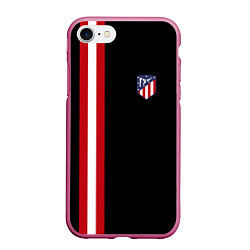 Чехол iPhone 7/8 матовый FC Atletico Madrid: Red Line, цвет: 3D-малиновый