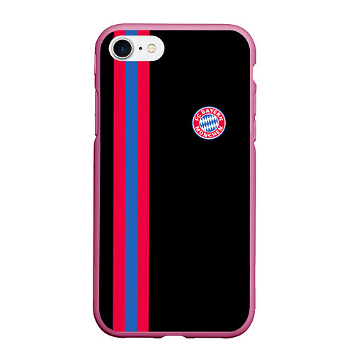 Чехол iPhone 7/8 матовый FC Bayern Munchen: Pink Line / 3D-Малиновый – фото 1