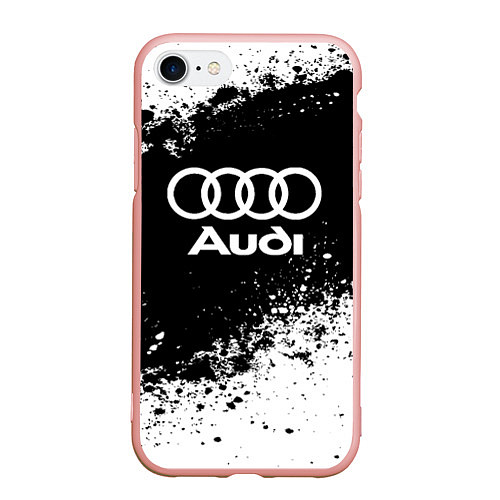 Чехол iPhone 7/8 матовый Audi: Black Spray / 3D-Светло-розовый – фото 1