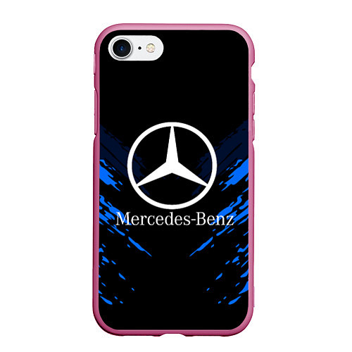 Чехол iPhone 7/8 матовый Mercedes-Benz: Blue Anger / 3D-Малиновый – фото 1