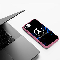 Чехол iPhone 7/8 матовый Mercedes-Benz: Blue Anger, цвет: 3D-малиновый — фото 2