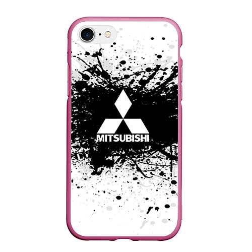 Чехол iPhone 7/8 матовый Mitsubishi: Black Spray / 3D-Малиновый – фото 1