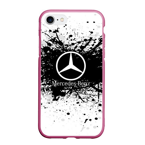 Чехол iPhone 7/8 матовый Mercedes-Benz: Black Spray / 3D-Малиновый – фото 1
