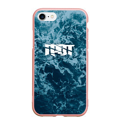 Чехол iPhone 7/8 матовый Грот: Синий мрамор, цвет: 3D-светло-розовый