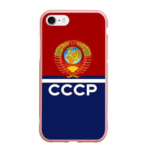Чехол iPhone 7/8 матовый СССР: Спортсмен / 3D-Светло-розовый – фото 1
