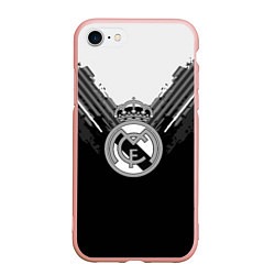 Чехол iPhone 7/8 матовый FC Real Madrid: Black Style, цвет: 3D-светло-розовый