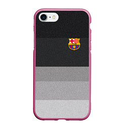 Чехол iPhone 7/8 матовый ФК Барселона: Серый стиль, цвет: 3D-малиновый