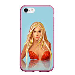 Чехол iPhone 7/8 матовый Дженнифер Энистон, цвет: 3D-малиновый