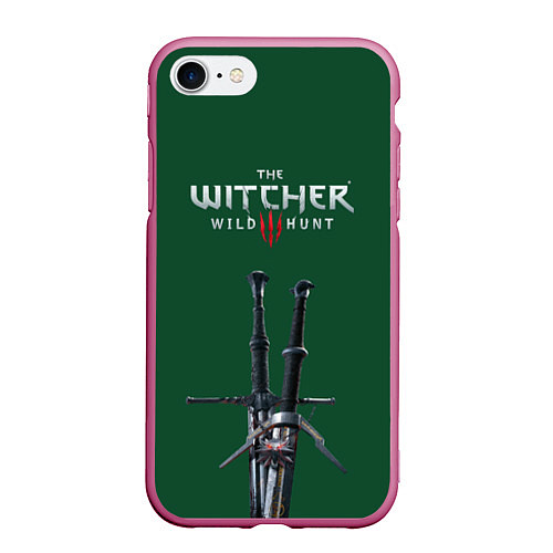Чехол iPhone 7/8 матовый The Witcher: Wild Hunt / 3D-Малиновый – фото 1