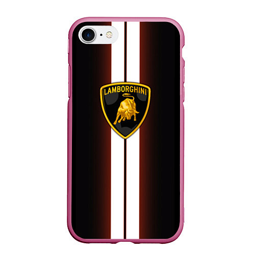 Чехол iPhone 7/8 матовый Lamborghini Race / 3D-Малиновый – фото 1