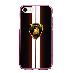 Чехол iPhone 7/8 матовый Lamborghini Race, цвет: 3D-малиновый