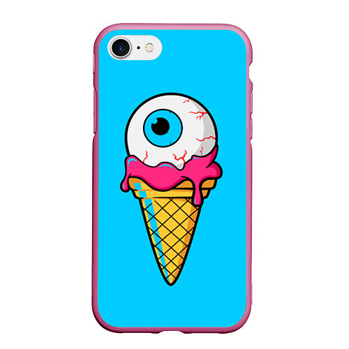Чехол iPhone 7/8 матовый Мороженое с глазом / 3D-Малиновый – фото 1