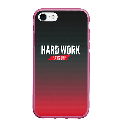 Чехол iPhone 7/8 матовый Hard Work Pays Off: Red / 3D-Малиновый – фото 1