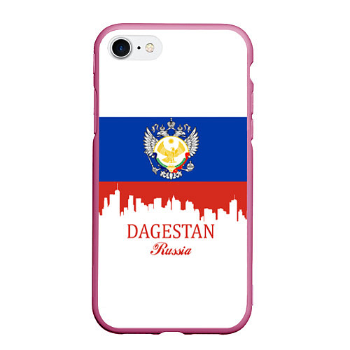 Чехол iPhone 7/8 матовый Dagestan: Russia / 3D-Малиновый – фото 1