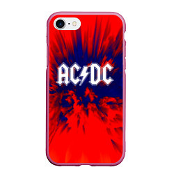 Чехол iPhone 7/8 матовый AC/DC: Red & Blue, цвет: 3D-малиновый