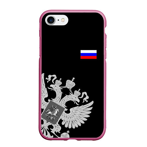 Чехол iPhone 7/8 матовый Russia: Black Collection / 3D-Малиновый – фото 1