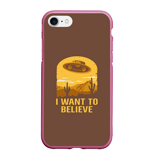 Чехол iPhone 7/8 матовый I want to believe / 3D-Малиновый – фото 1