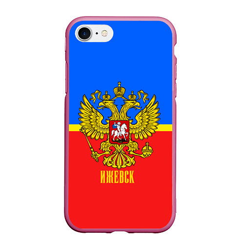 Чехол iPhone 7/8 матовый Ижевск: Россия / 3D-Малиновый – фото 1