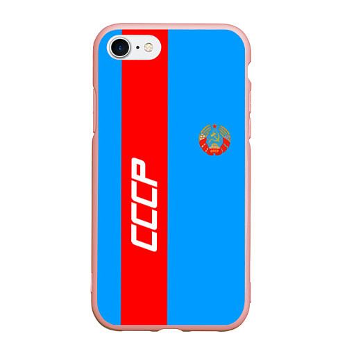 Чехол iPhone 7/8 матовый СССР: Blue Collection / 3D-Светло-розовый – фото 1