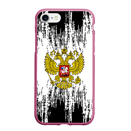 Чехол iPhone 7/8 матовый Russia: White Sport / 3D-Малиновый – фото 1