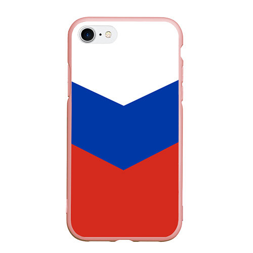 Чехол iPhone 7/8 матовый Российский триколор / 3D-Светло-розовый – фото 1