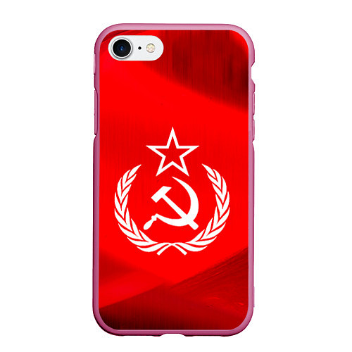Чехол iPhone 7/8 матовый Патриот СССР / 3D-Малиновый – фото 1